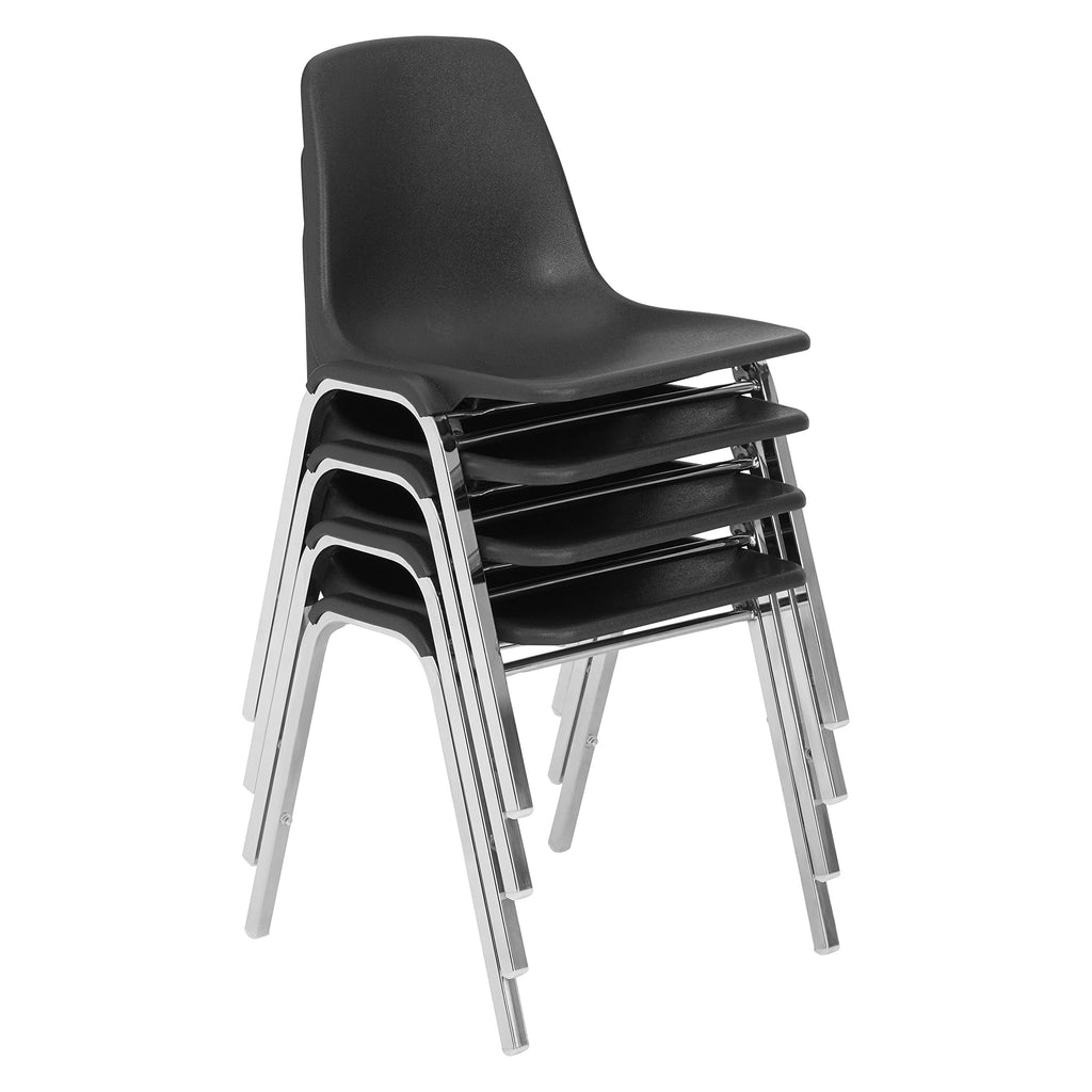 4 Pack Black Poly Shell Stacking Chair U212483