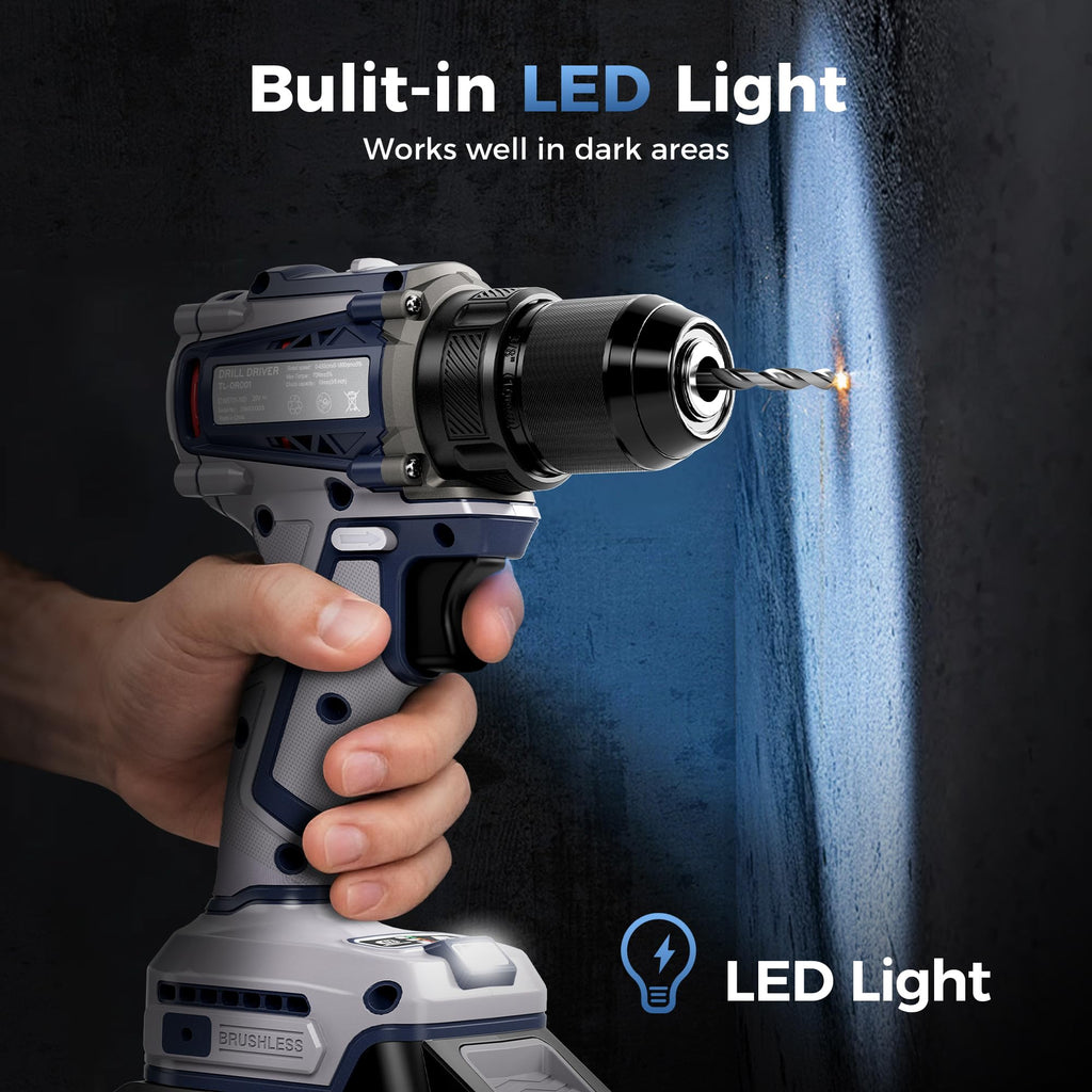 20V Cordless Brushless Power Drill with 2.0Ah Battery and Charger C590967