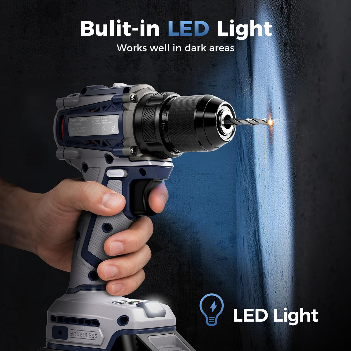 20V Cordless Brushless Power Drill with 2.0Ah Battery and Charger C590967