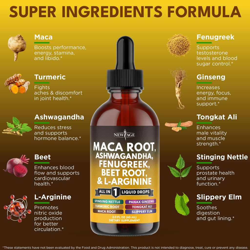 Organic Maca Root Liquid Drops with Ashwagandha 8oz P544