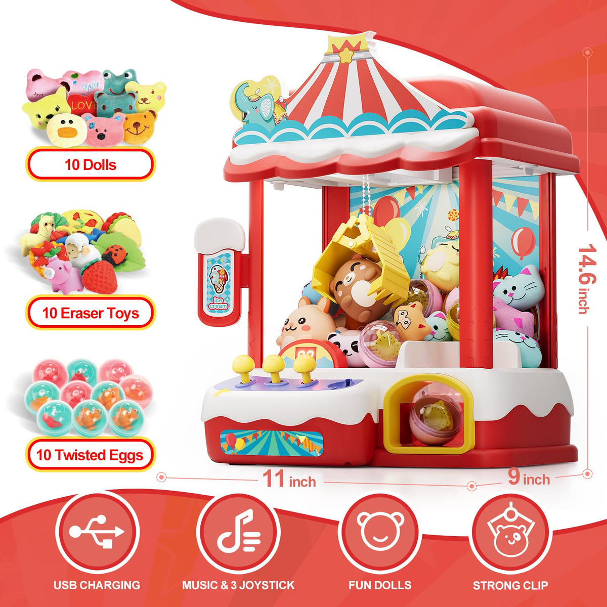 Claw Machine with 30 Mini Prizes Q841