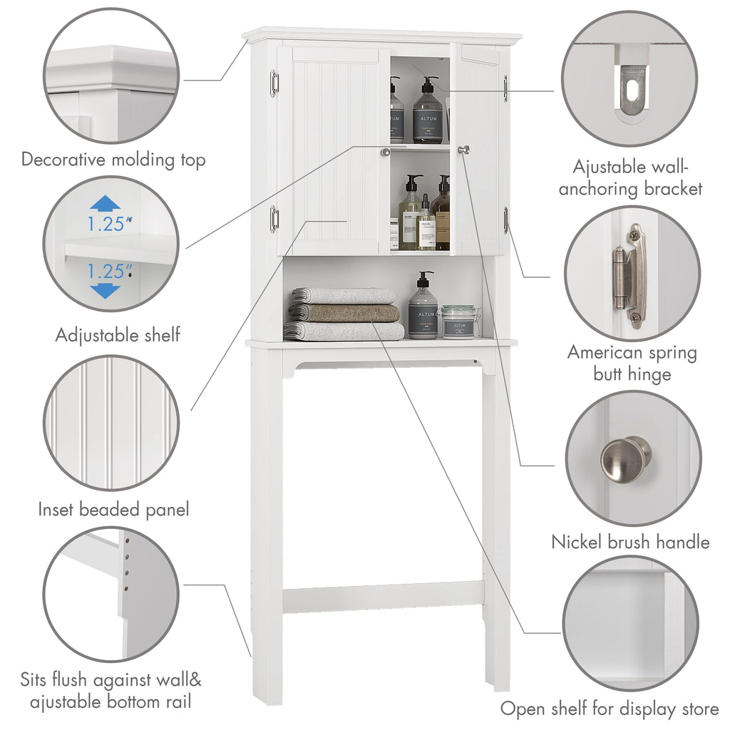 White Bathroom Storage Cabinet with Doors P8592