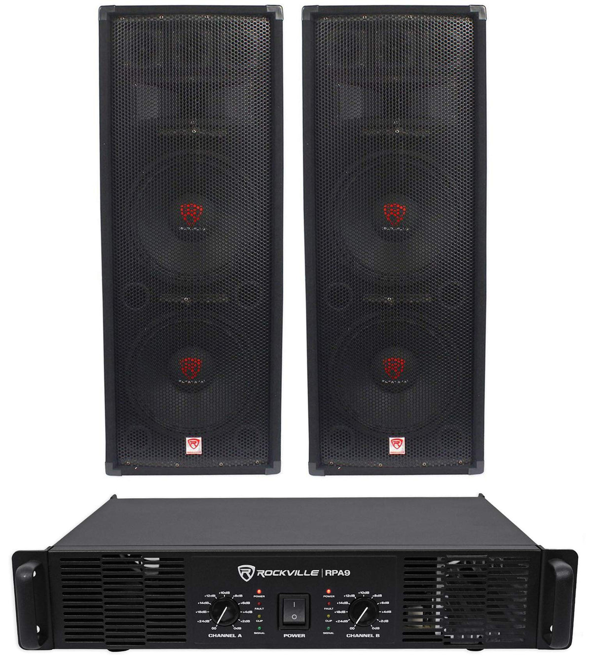 12" 2000W DJ PA Speaker Pair with Amplifier W44278