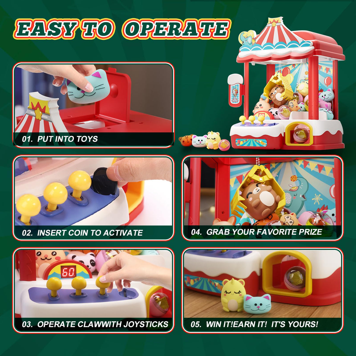 Claw Machine with 30 Mini Prizes Q841