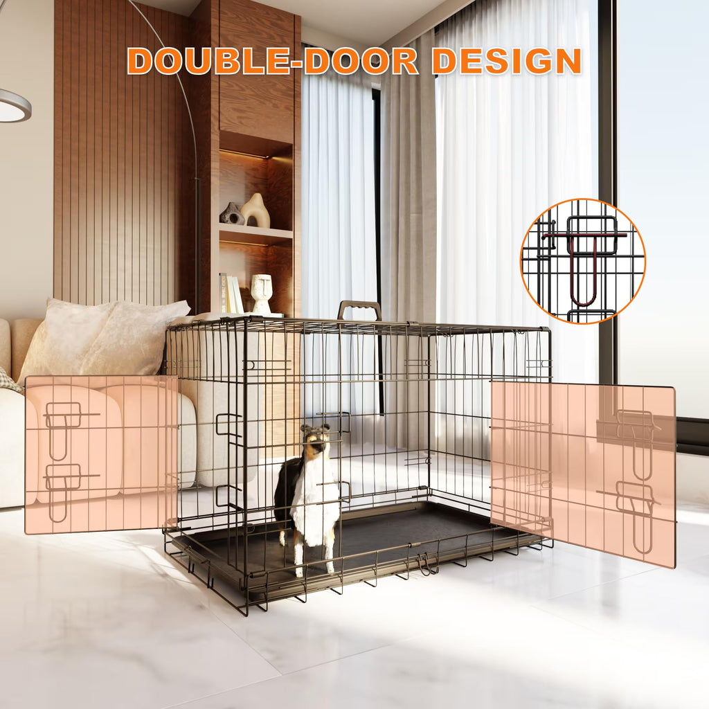 Foldable Metal Wire Dog Crate with Divider 48 Inch Z88272