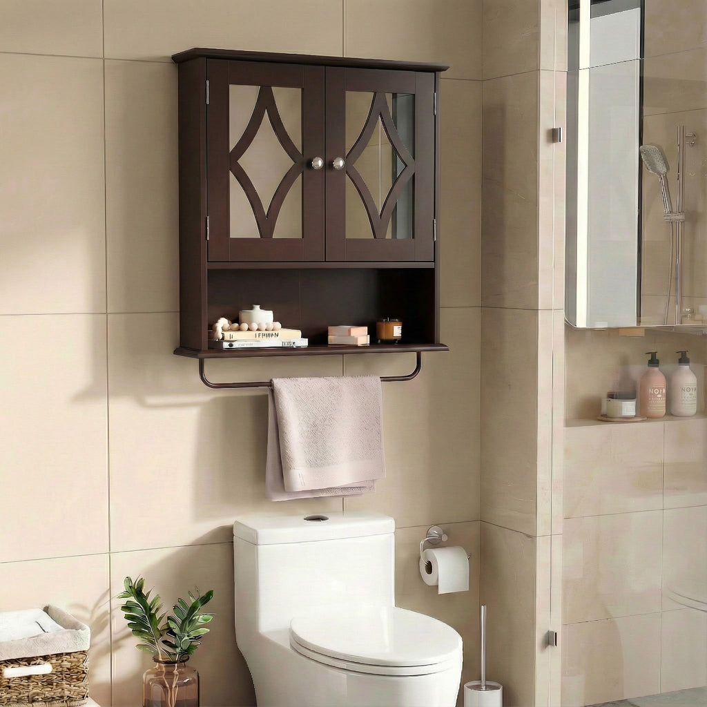 Wall Mounted Bathroom Medicine Cabinet with Towel Rack 22x25 inch U195346