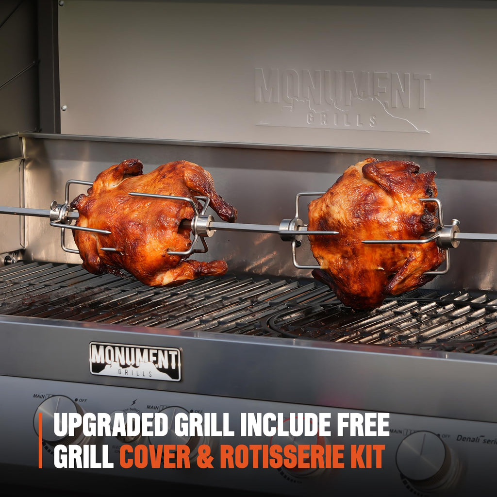 6+1 Burner Propane Gas Grill with Cover and Rotisserie Kit S261619