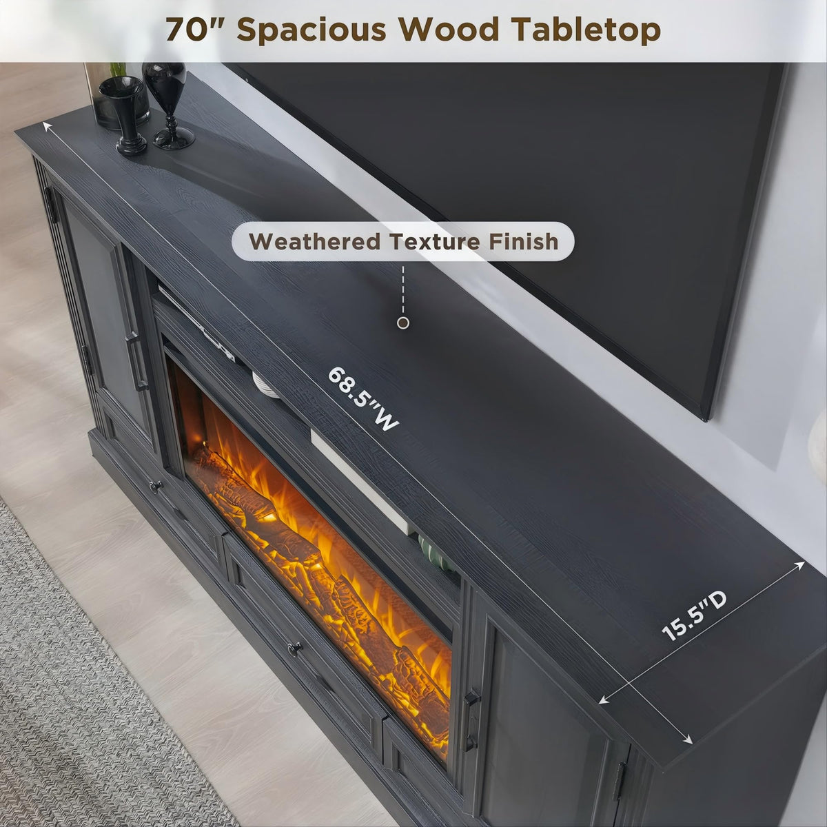 Black Fireplace TV Stand O306971