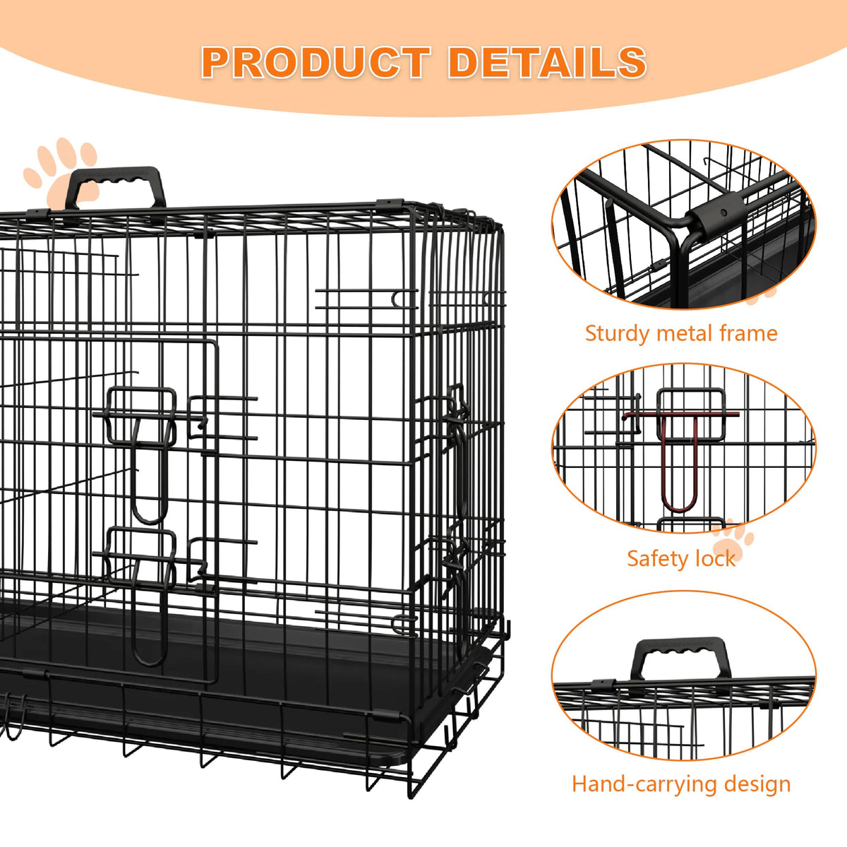 Foldable Metal Wire Dog Crate with Divider 48 Inch Z88272