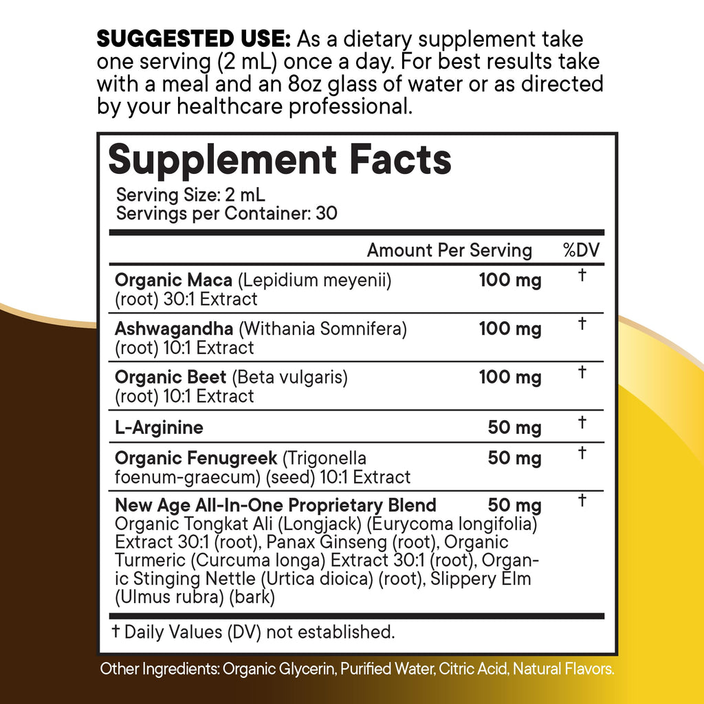 Organic Maca Root Liquid Drops with Ashwagandha 8oz P544