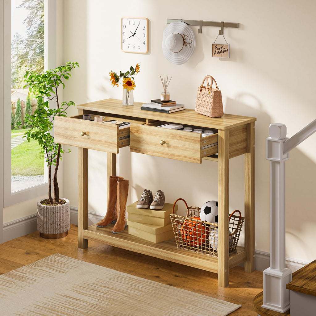 2 Drawer Oak Console Table L95254