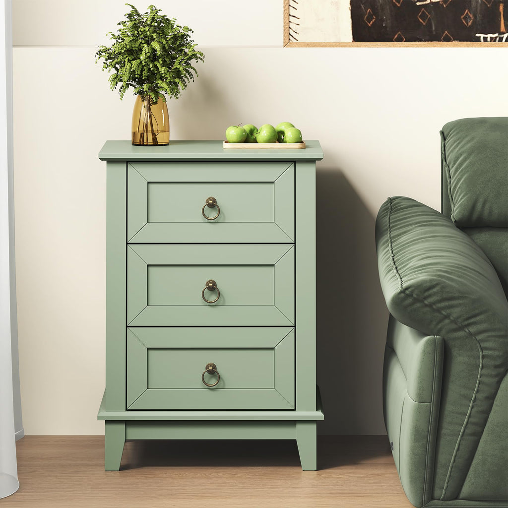 Tall Wooden Nightstand Set of 2 with 3 Drawers Y126