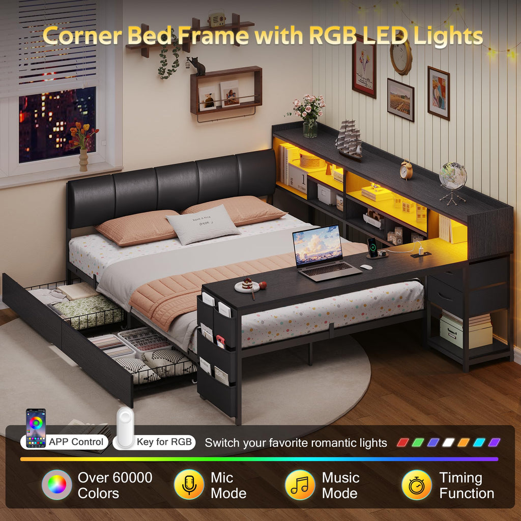 Corner Bed with Storage and Desk Z100688