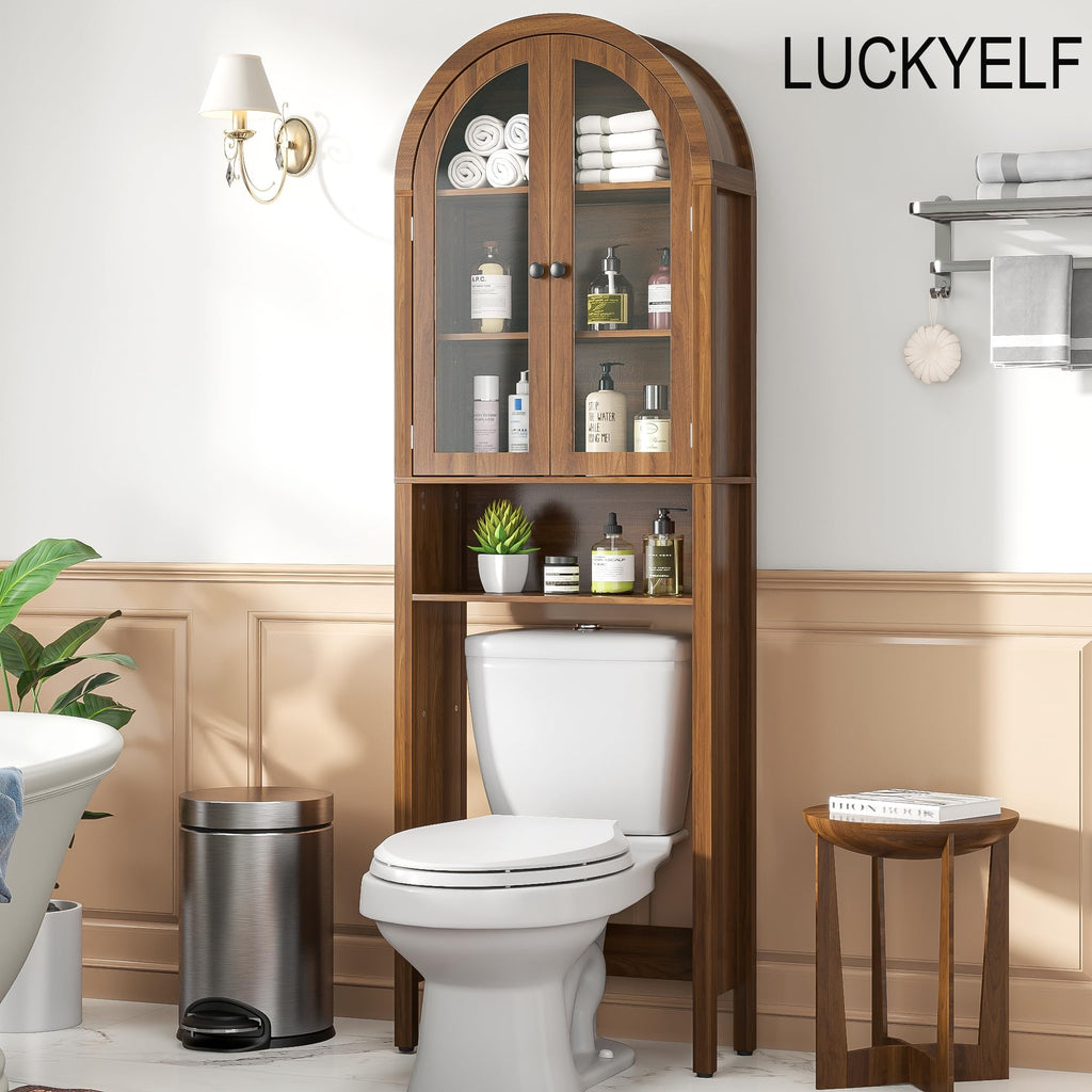 Arched Over The Toilet Storage Cabinet with Acrylic Doors X5763
