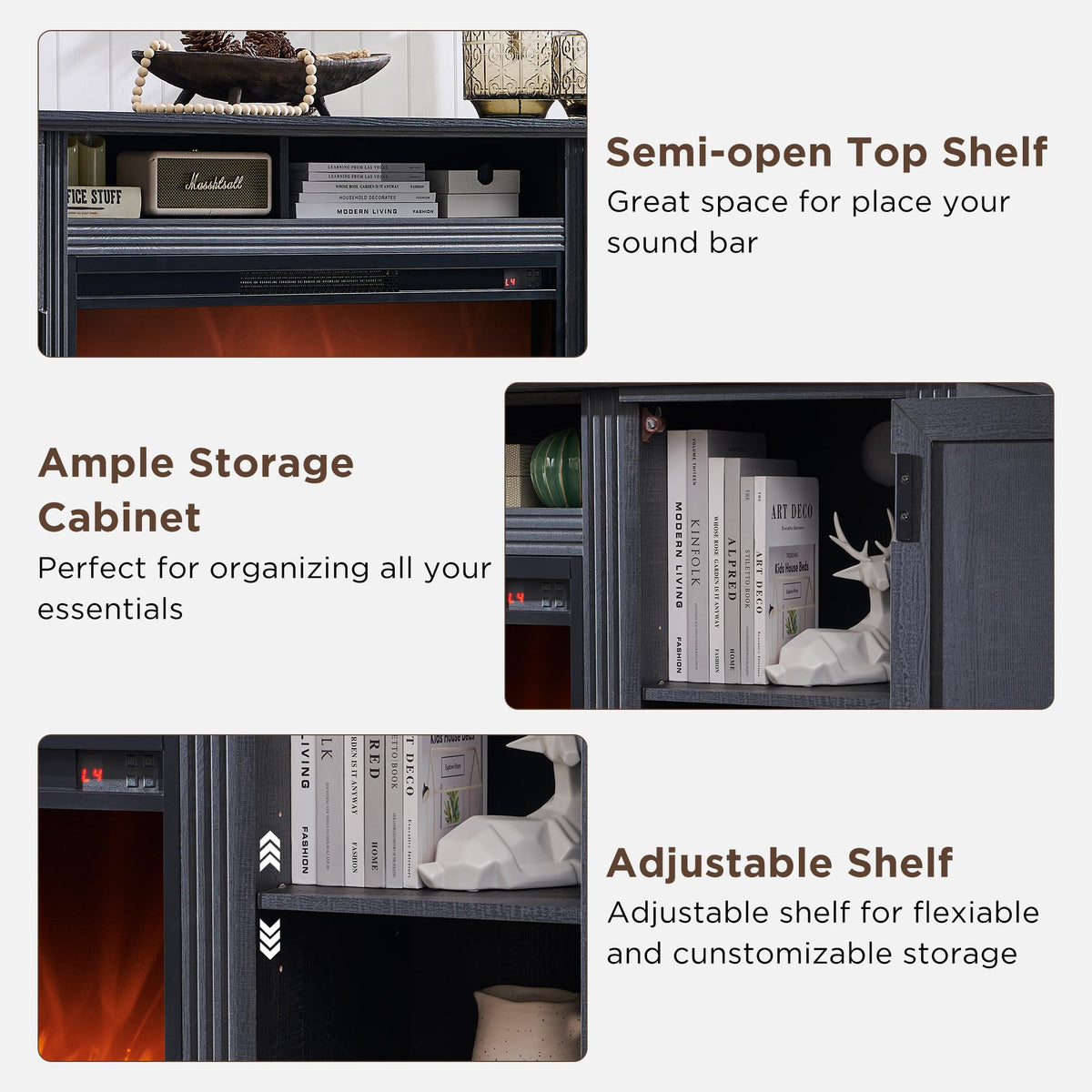 Black Fireplace TV Stand O306971