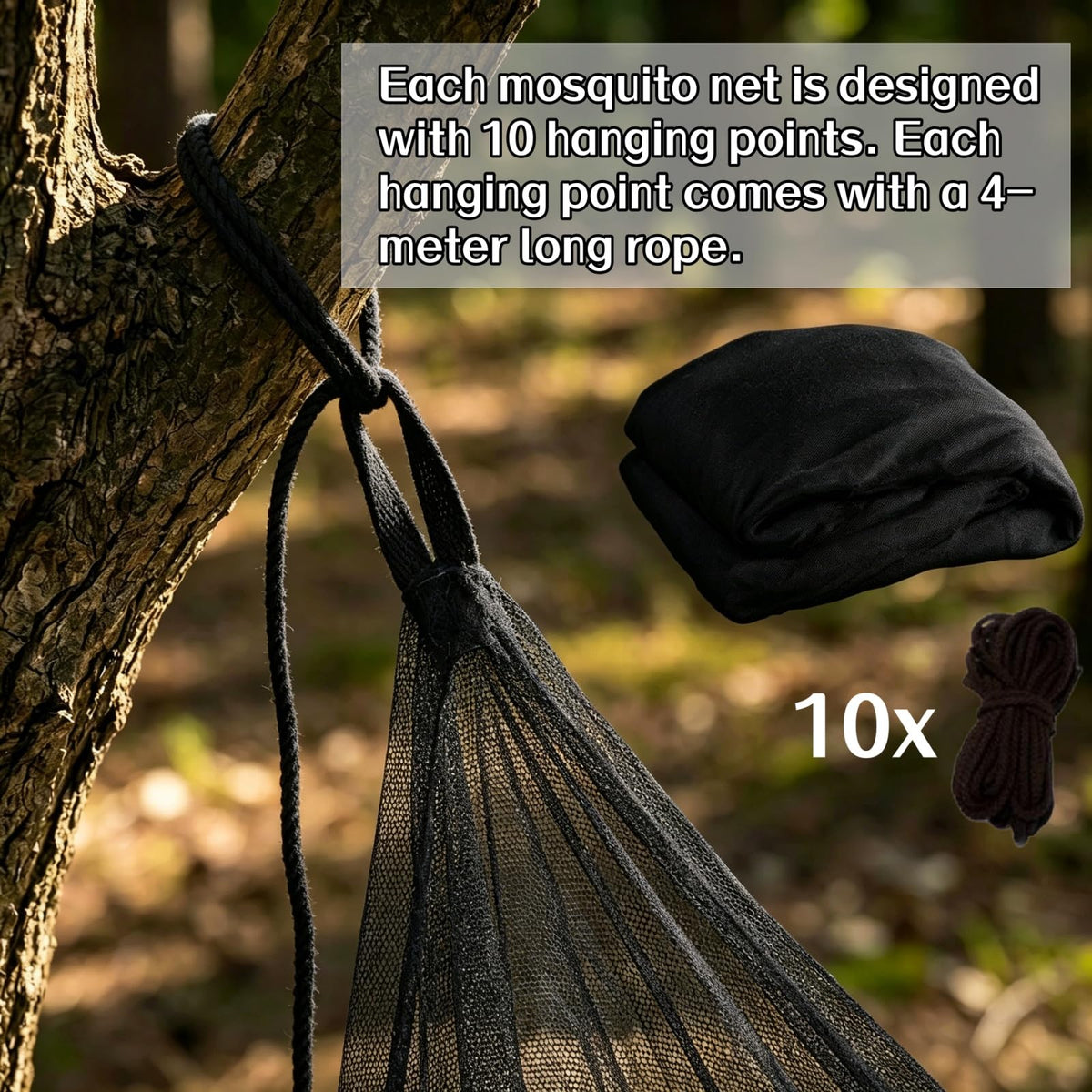 10x10ft Camping Mosquito Net with Hanging Ropes S69157