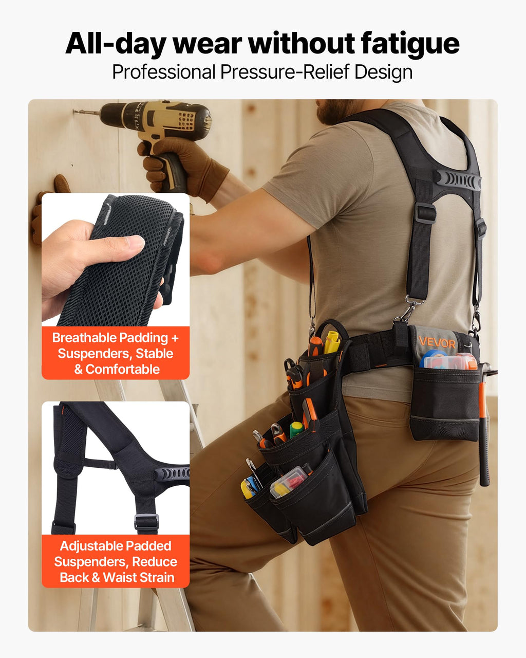 19 Pockets Adjustable Tool Belt with Suspenders P692306