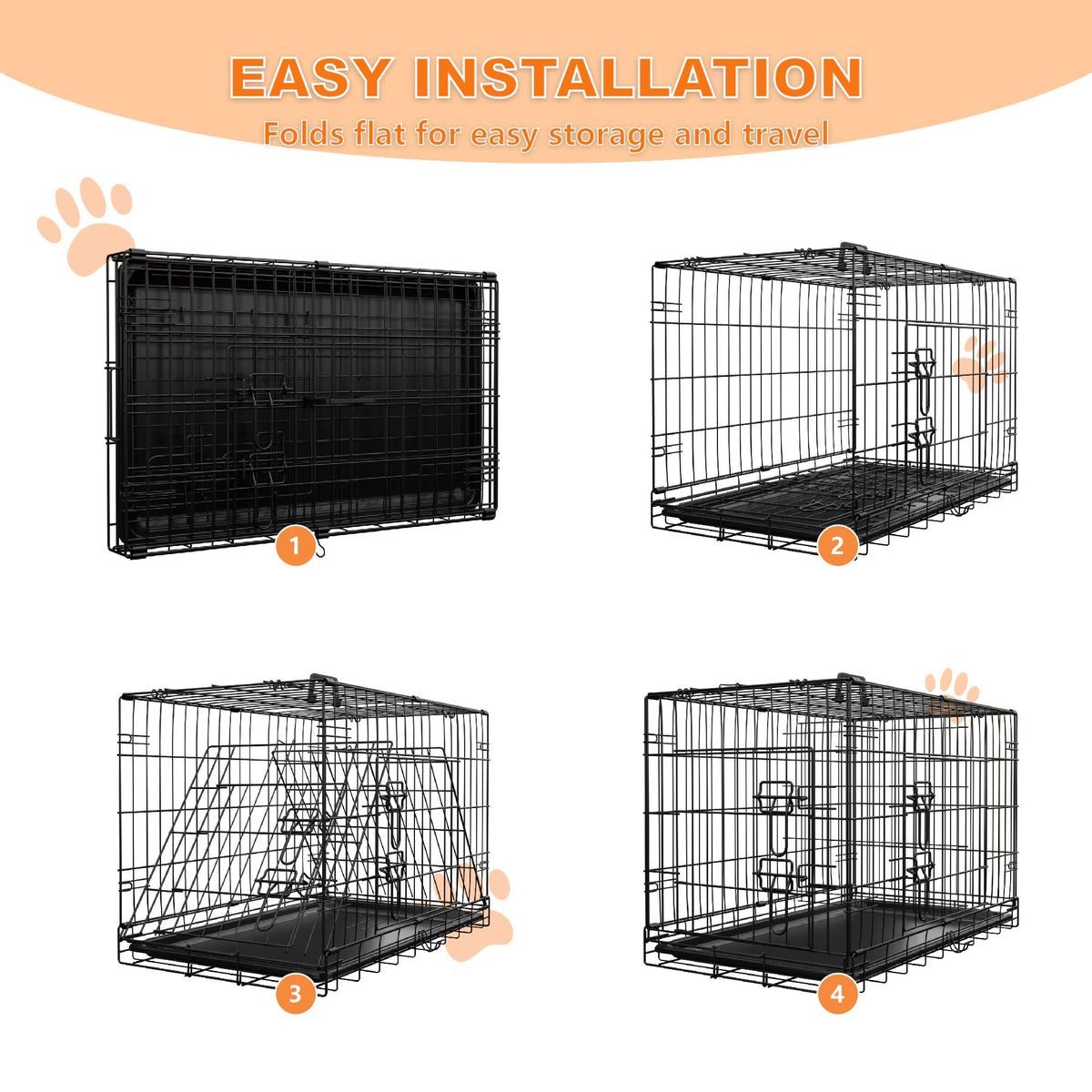 Foldable Metal Wire Dog Crate with Divider 48 Inch Z88272