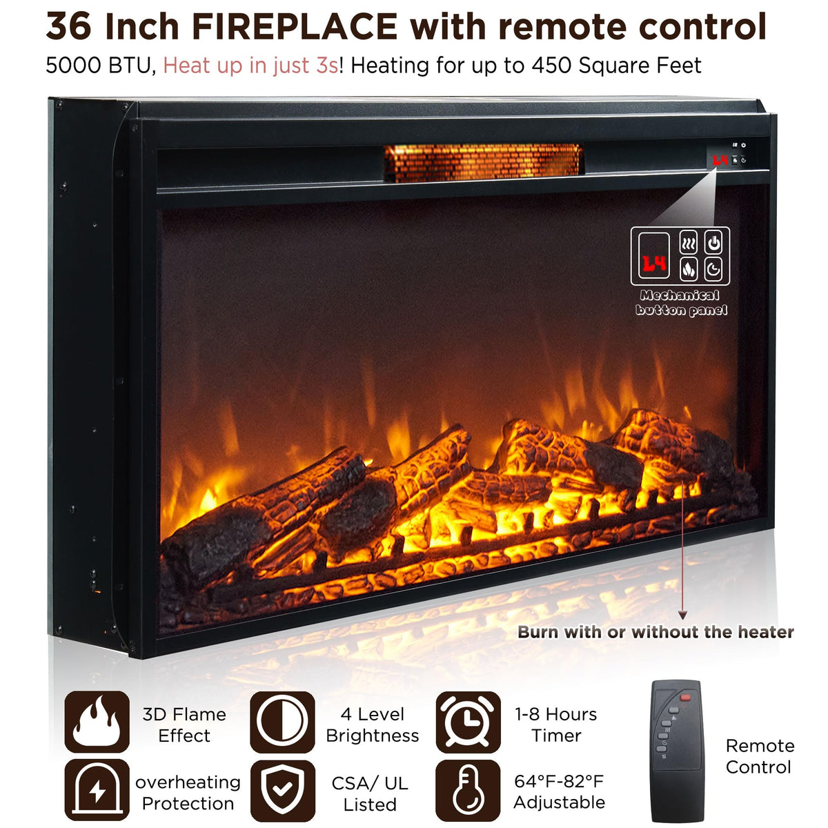 Black Fireplace TV Stand O306971