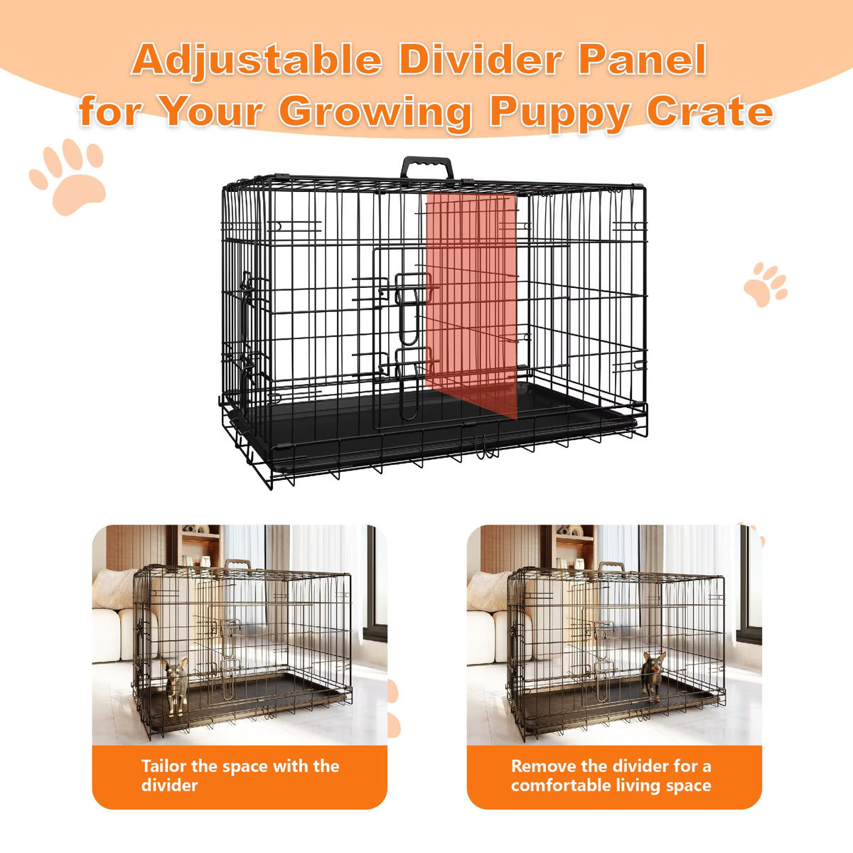 Foldable Metal Wire Dog Crate with Divider 48 Inch Z88272