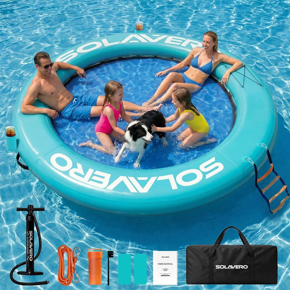 Inflatable Floating Dock and Water Hammock O37020