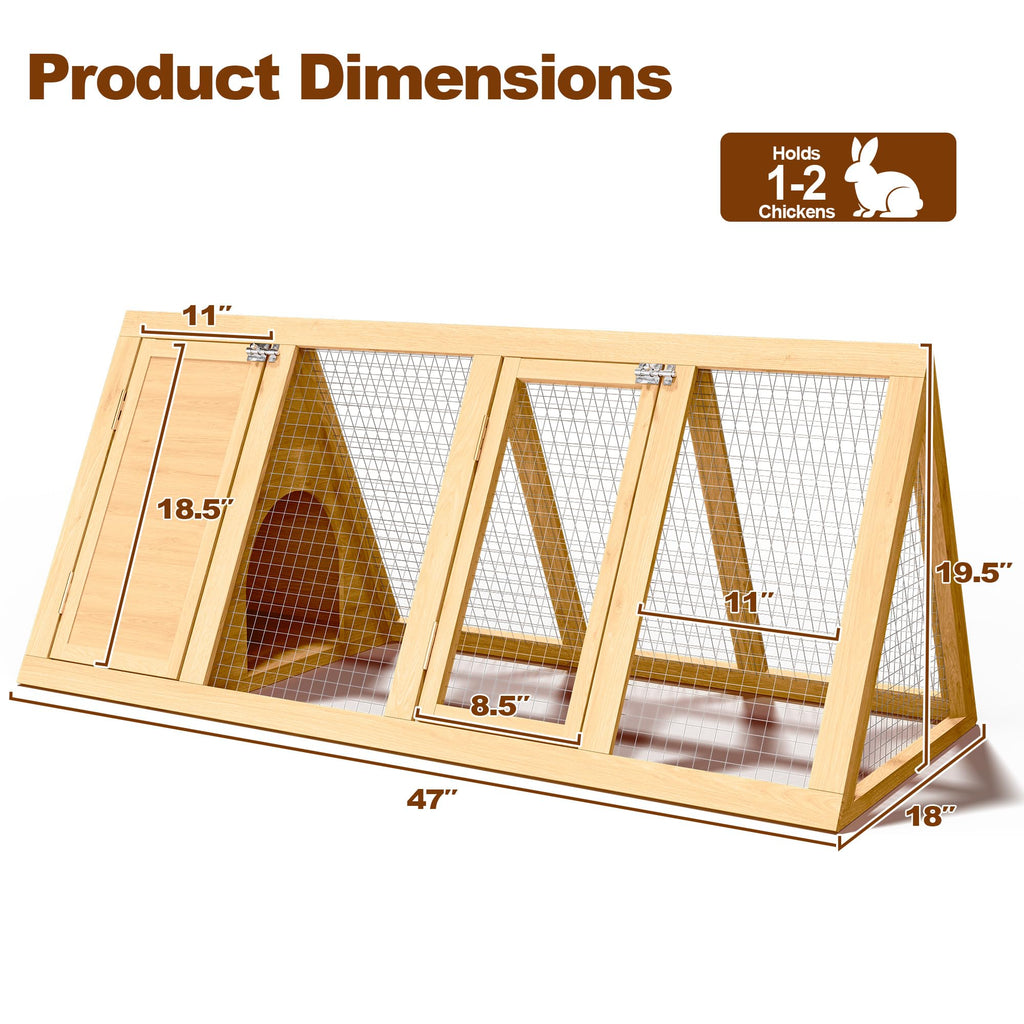 A-Frame Wooden Rabbit Hutch with Run T8697