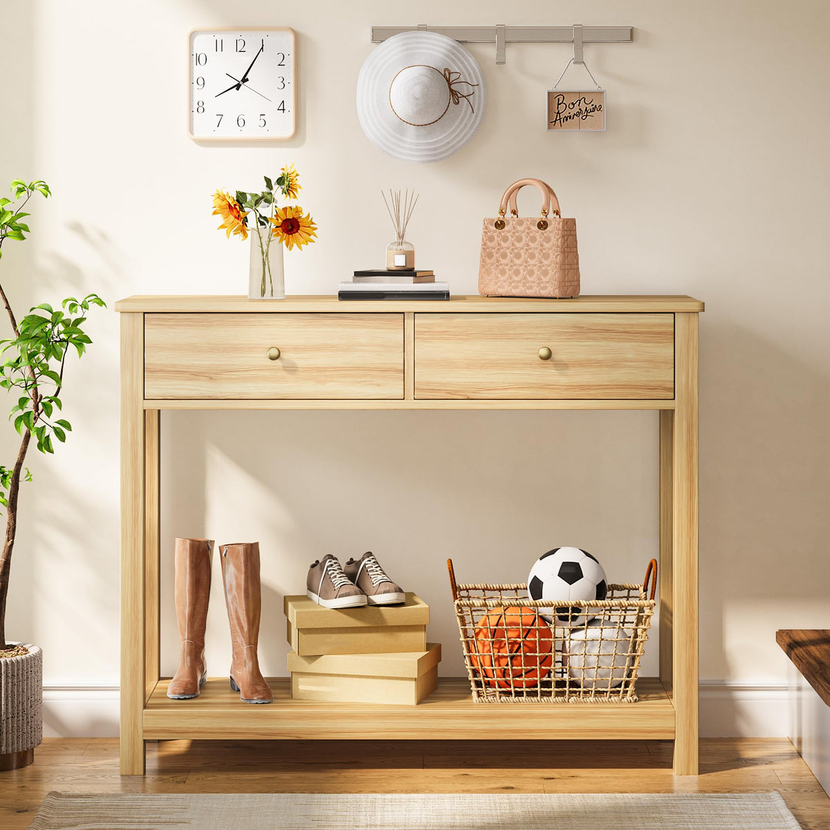 2 Drawer Oak Console Table L95254