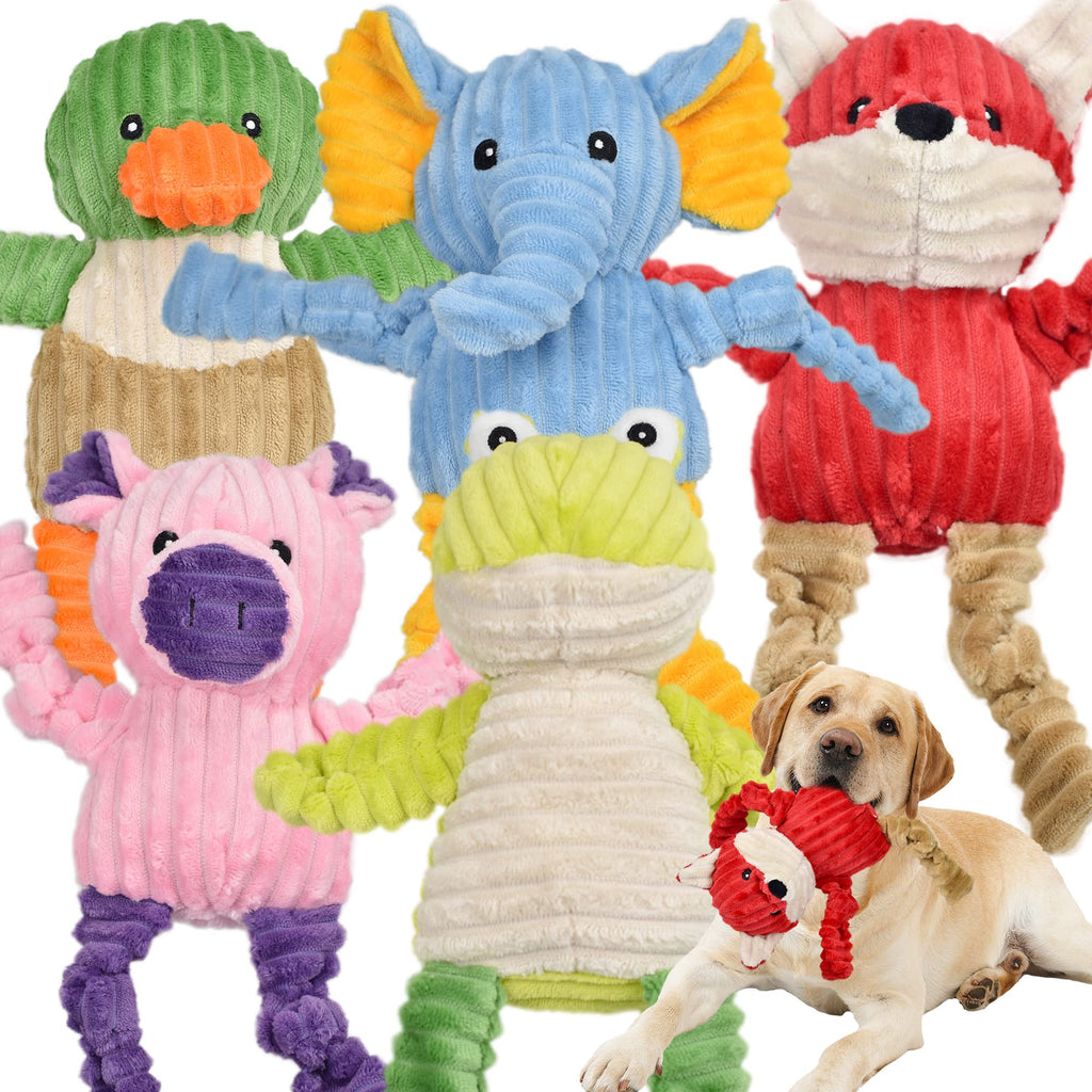 5 Pack Stuffed Squeaky Plush Dog Toys Y2574