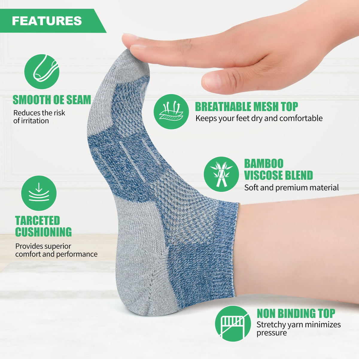 Diabetic Socks for Men, 12 Pairs Ankle & Low Cut Size 9-15 M32609