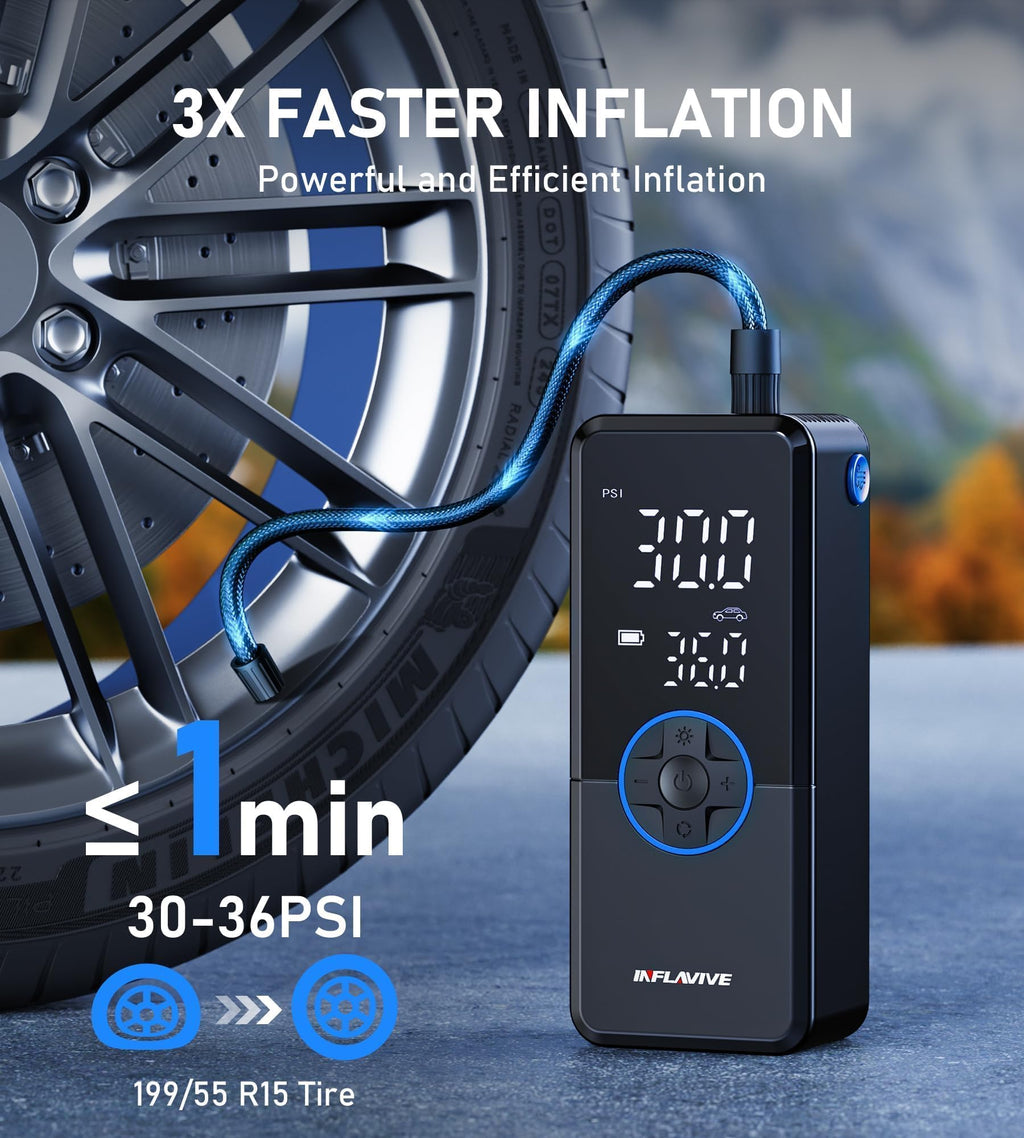Portable Cordless Tire Inflator Air Compressor with Digital Gauge I4350