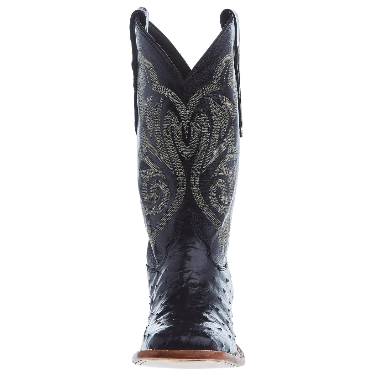 Black Ostrich Square Toe Cowboy Boot E83184