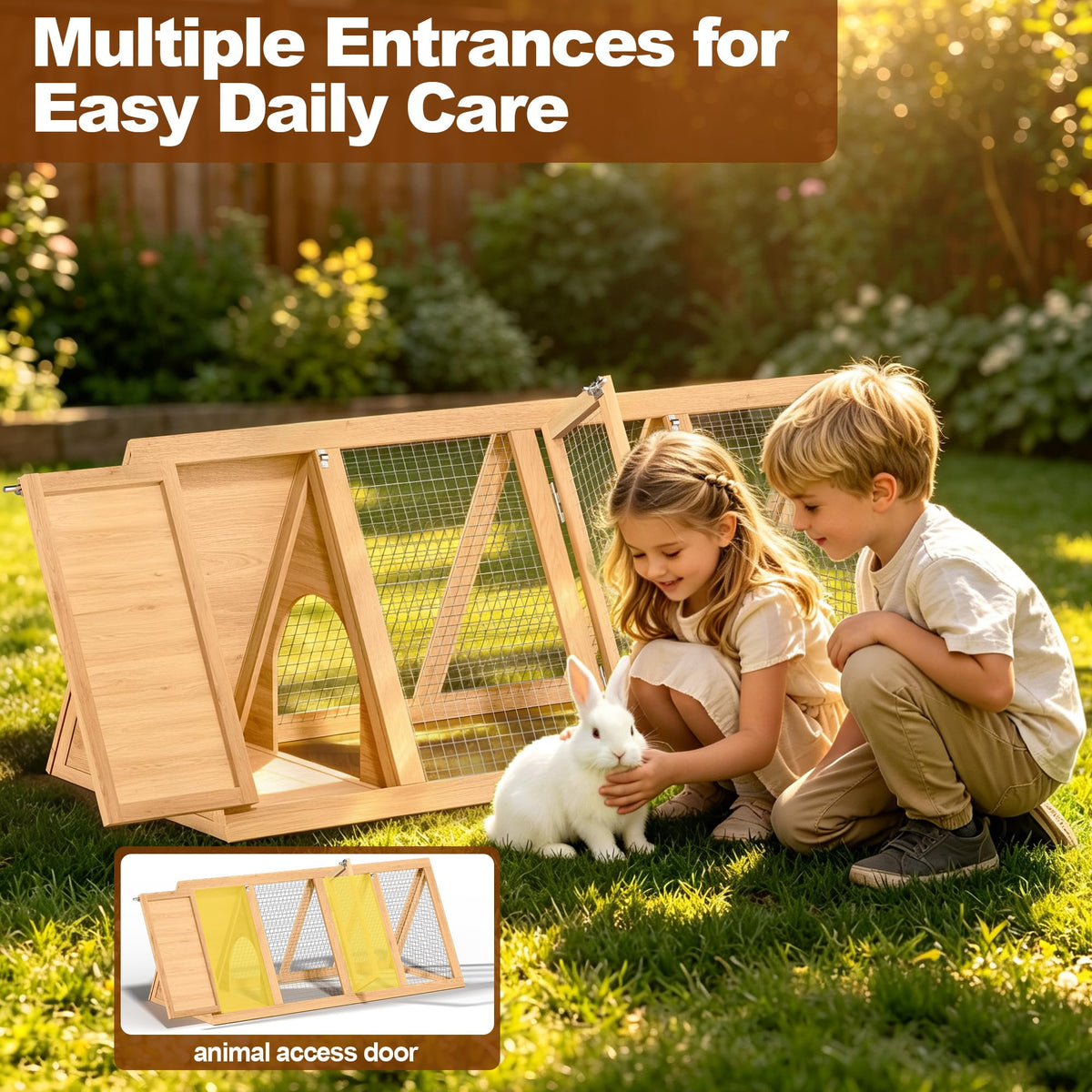 A-Frame Wooden Rabbit Hutch with Run T8697