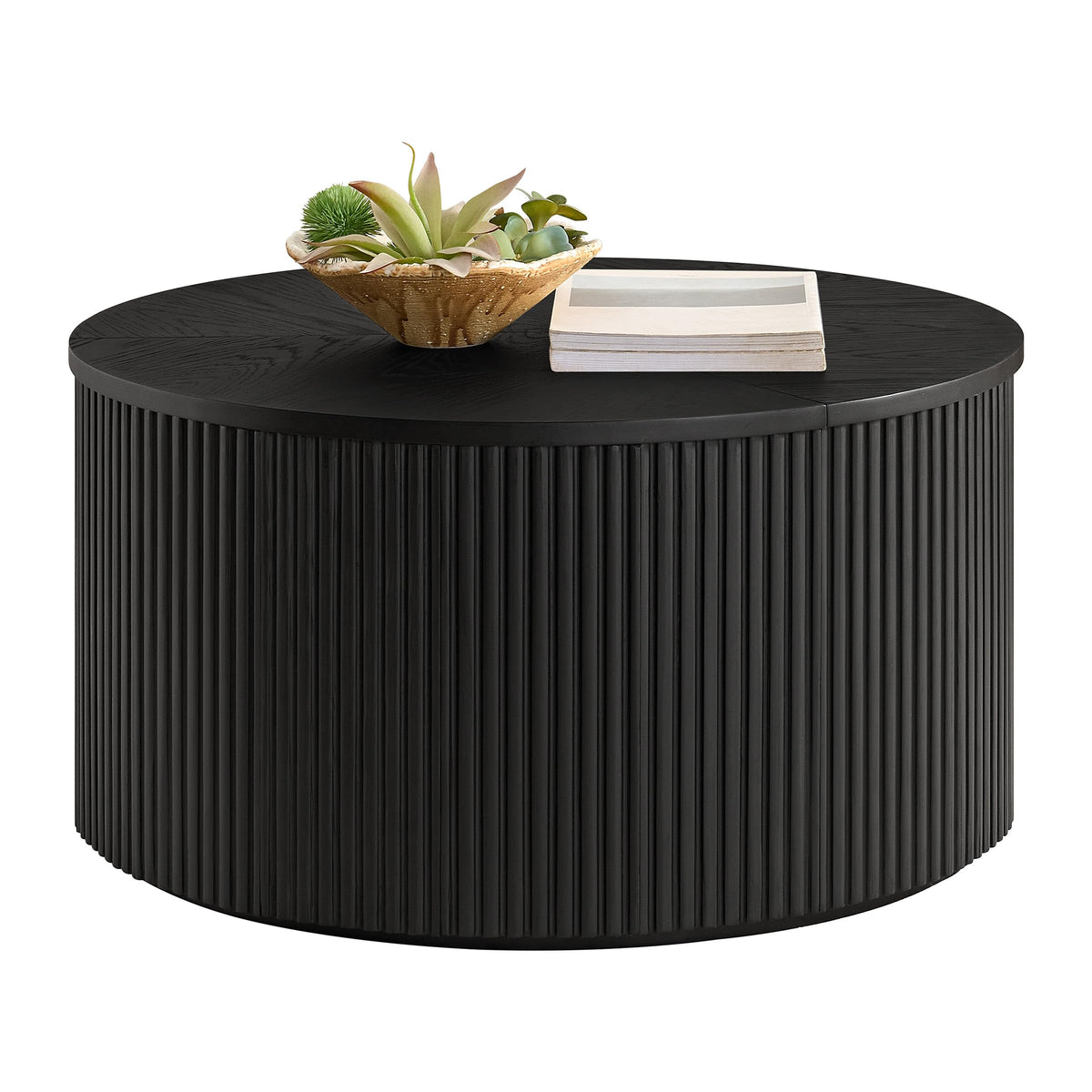 Black Fluted Round Coffee Table S110837