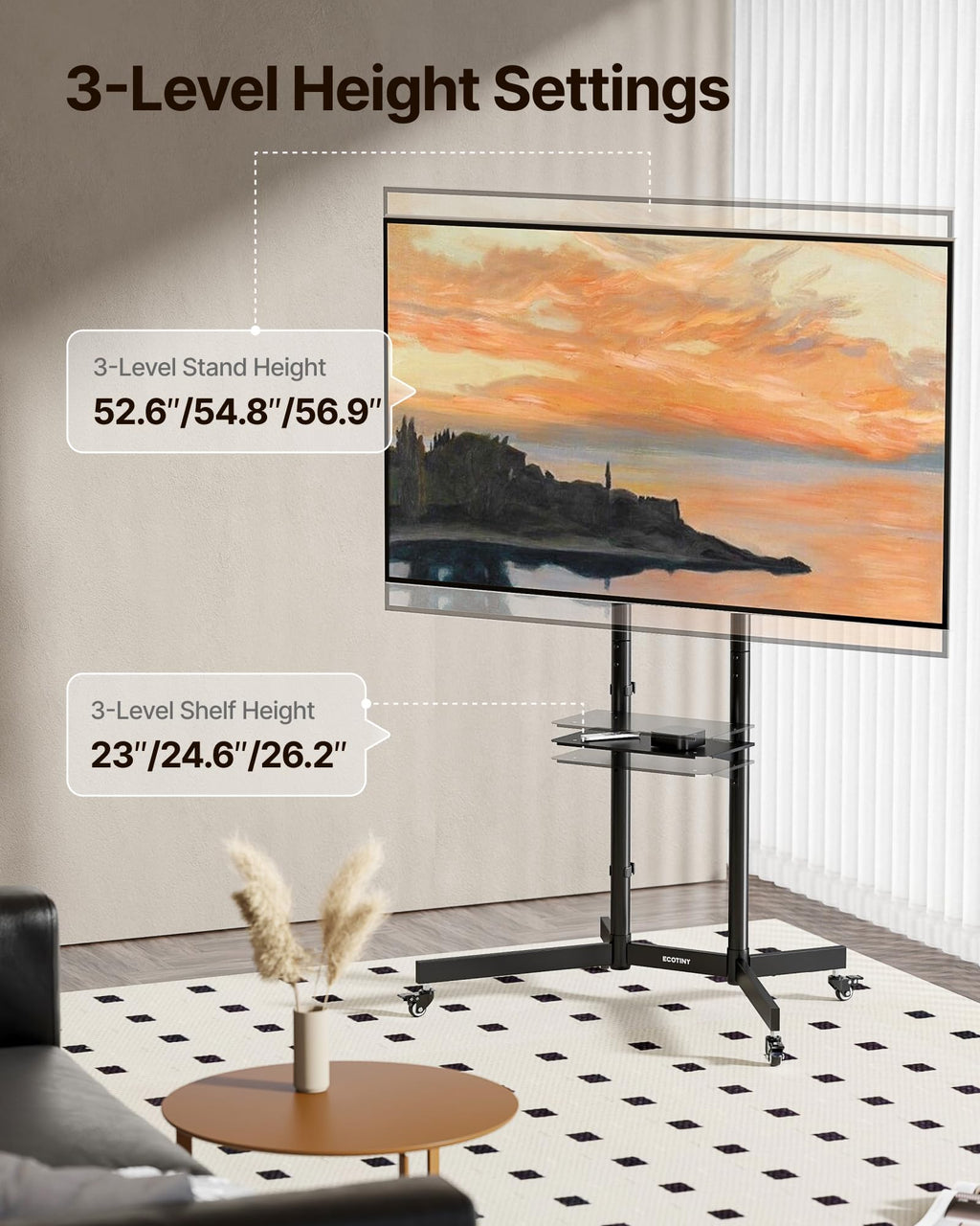 Heavy-Duty Rolling TV Stand Q656