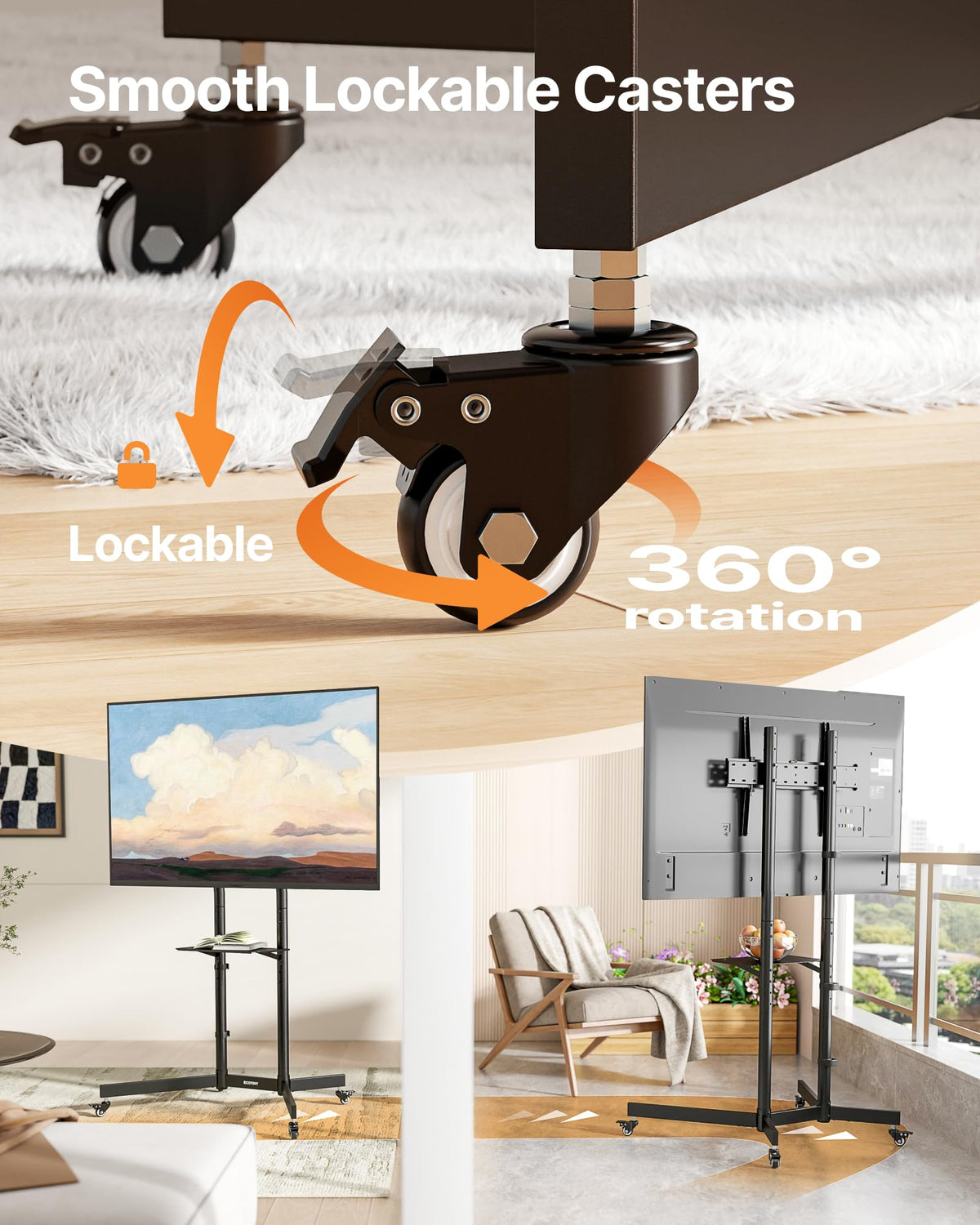 Heavy-Duty Rolling TV Stand Q656