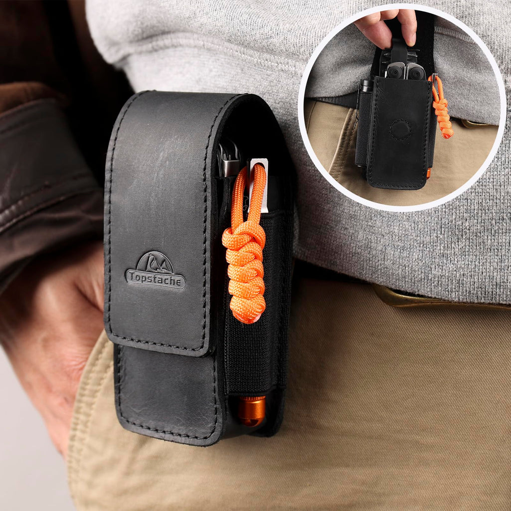 Leather Multitool Sheath with Belt Clip and Magnetic Closure W177626
