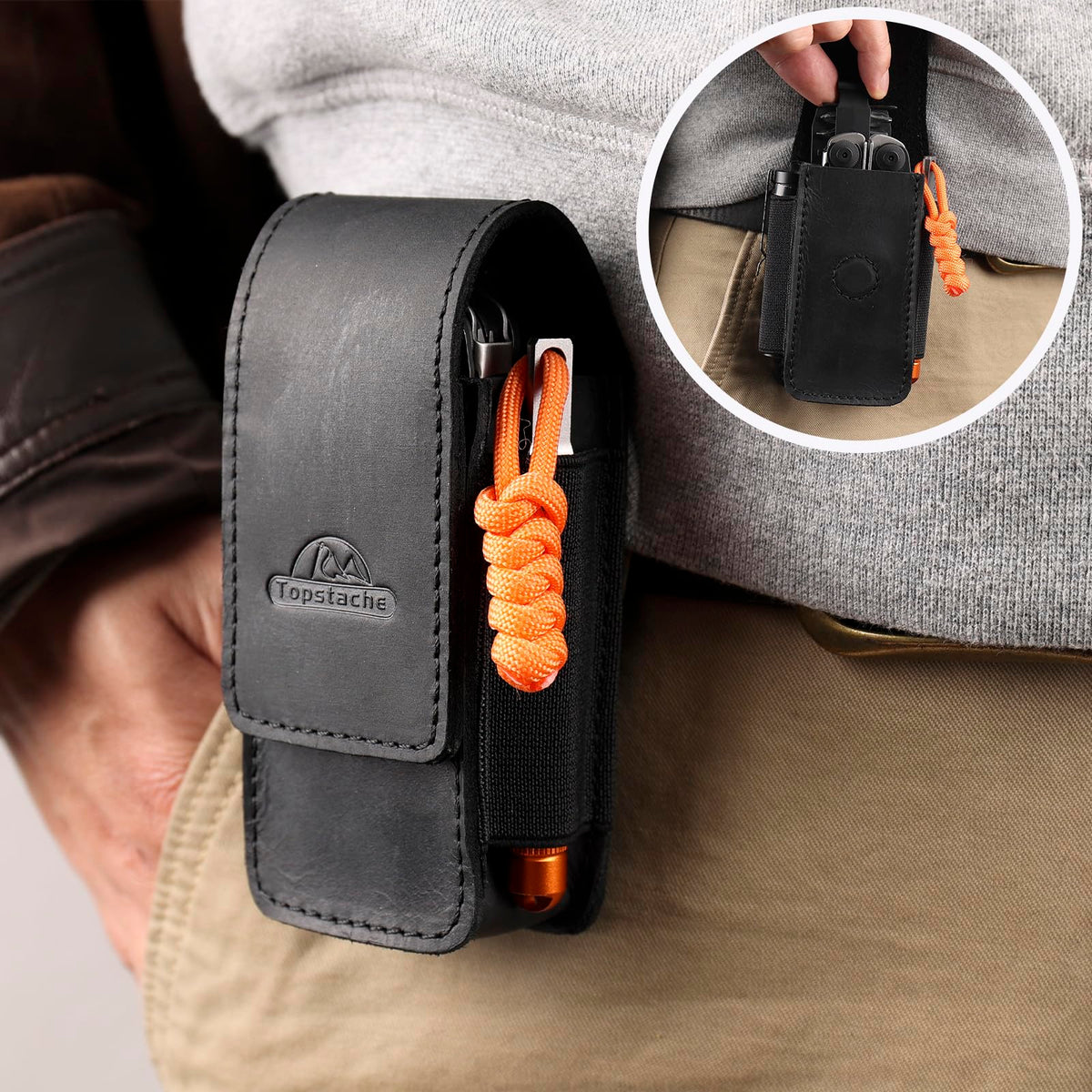 Leather Multitool Sheath with Belt Clip and Magnetic Closure W177626