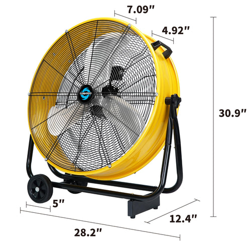 24 Inch High Velocity Tilt Metal Drum Fan Yellow 3 Speed M767852