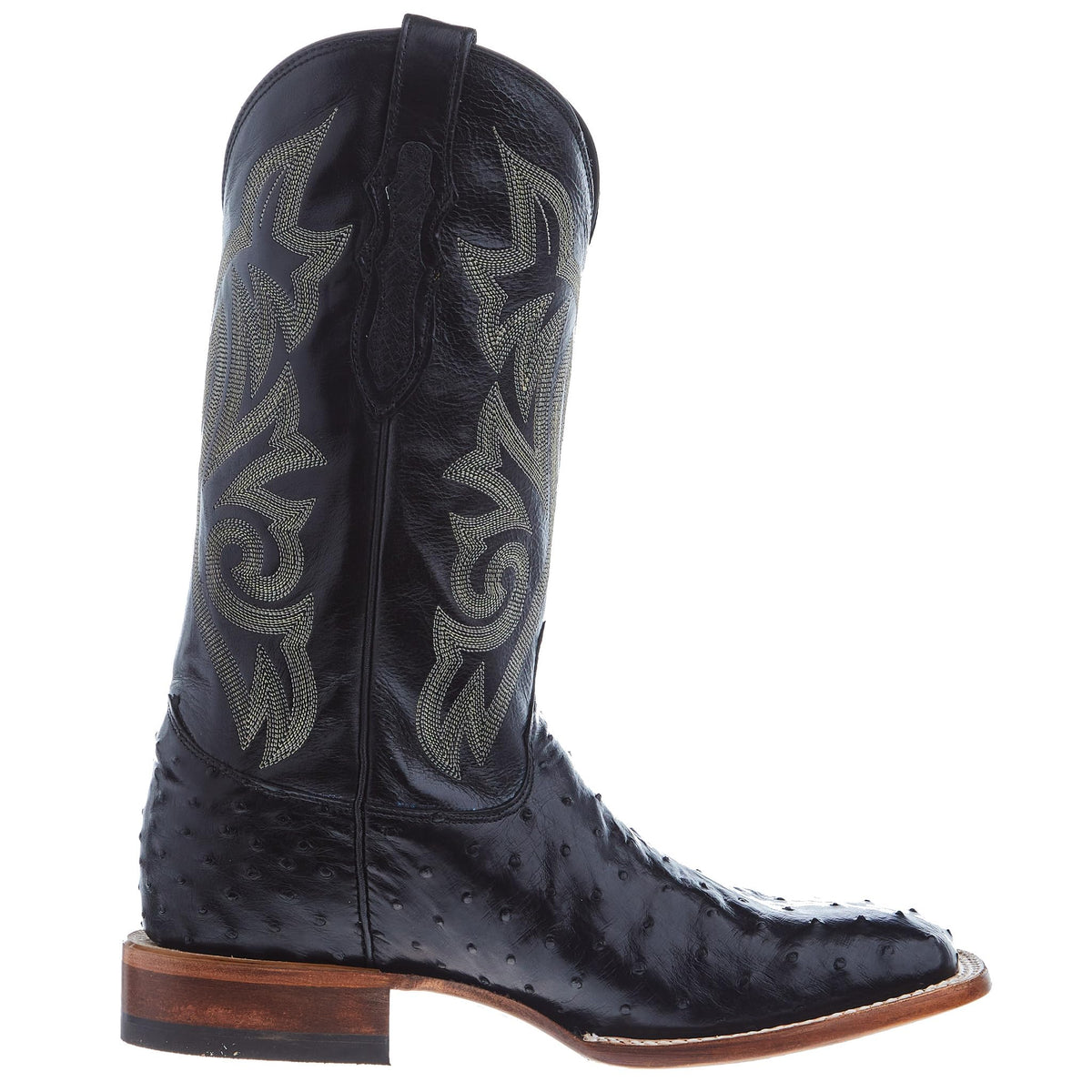 Black Ostrich Square Toe Cowboy Boot E83184