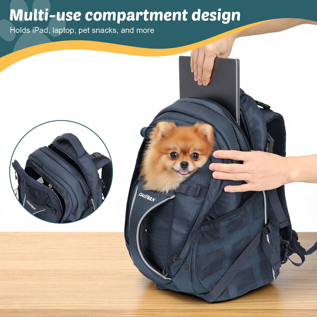 Dog Backpack Carrier, 2-in-1 Foldable 18 lbs Nylon Pet Travel Bag D379