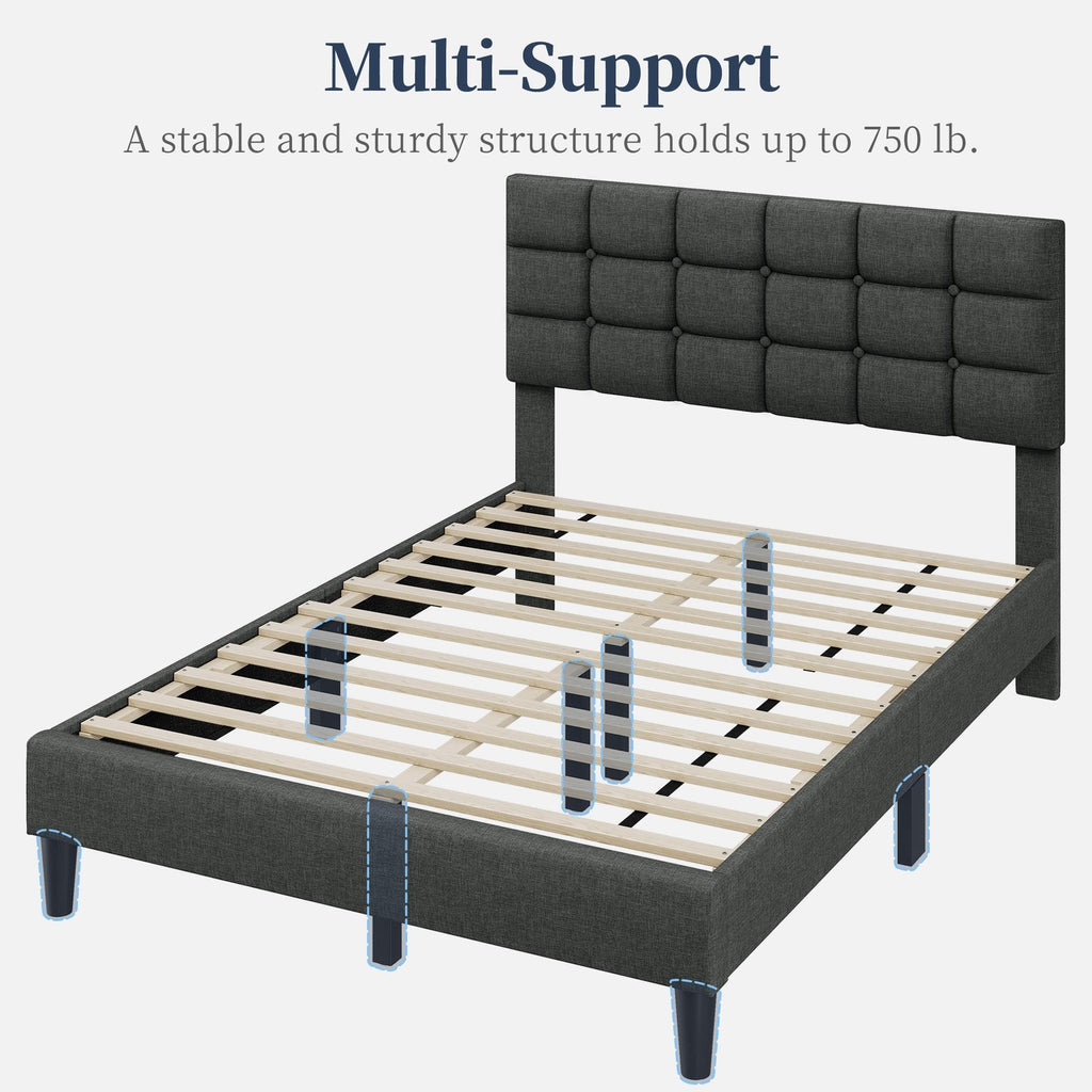 Full Size Upholstered Tufted Bed Frame with Headboard W339