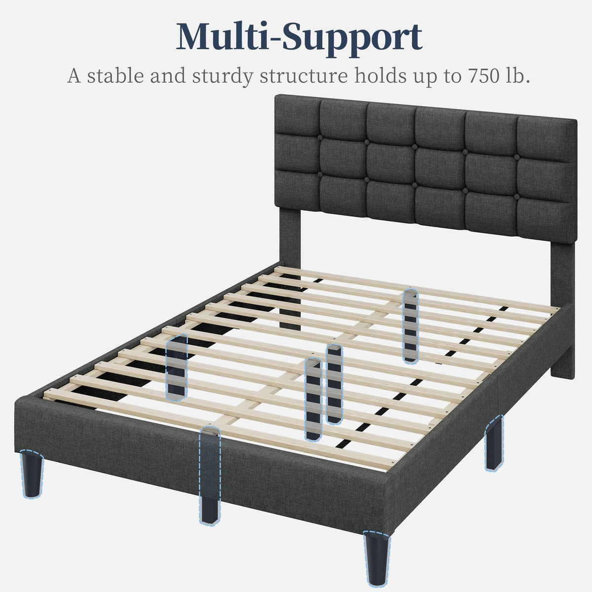 Full Size Upholstered Tufted Bed Frame with Headboard W339
