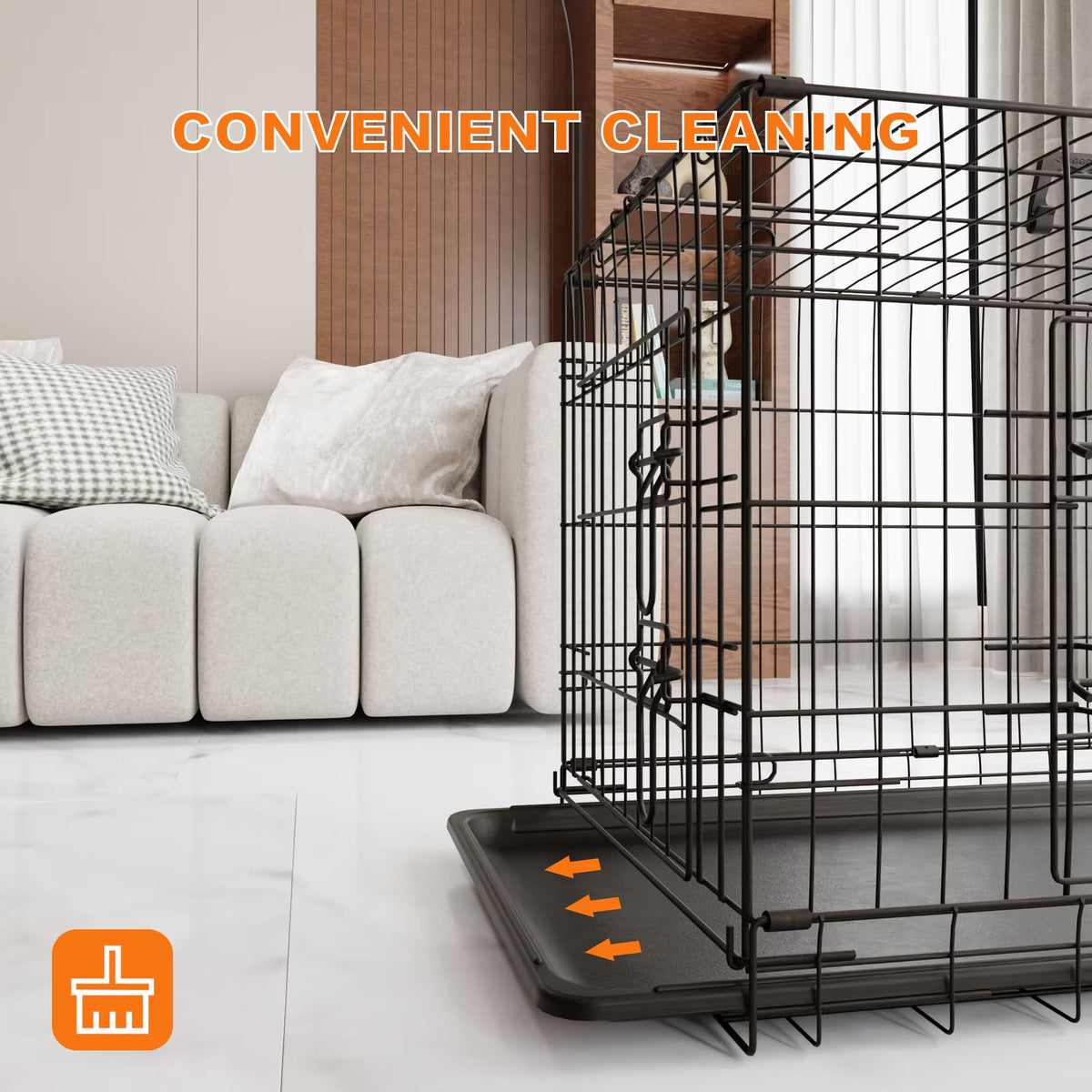 Foldable Metal Wire Dog Crate with Divider 48 Inch Z88272