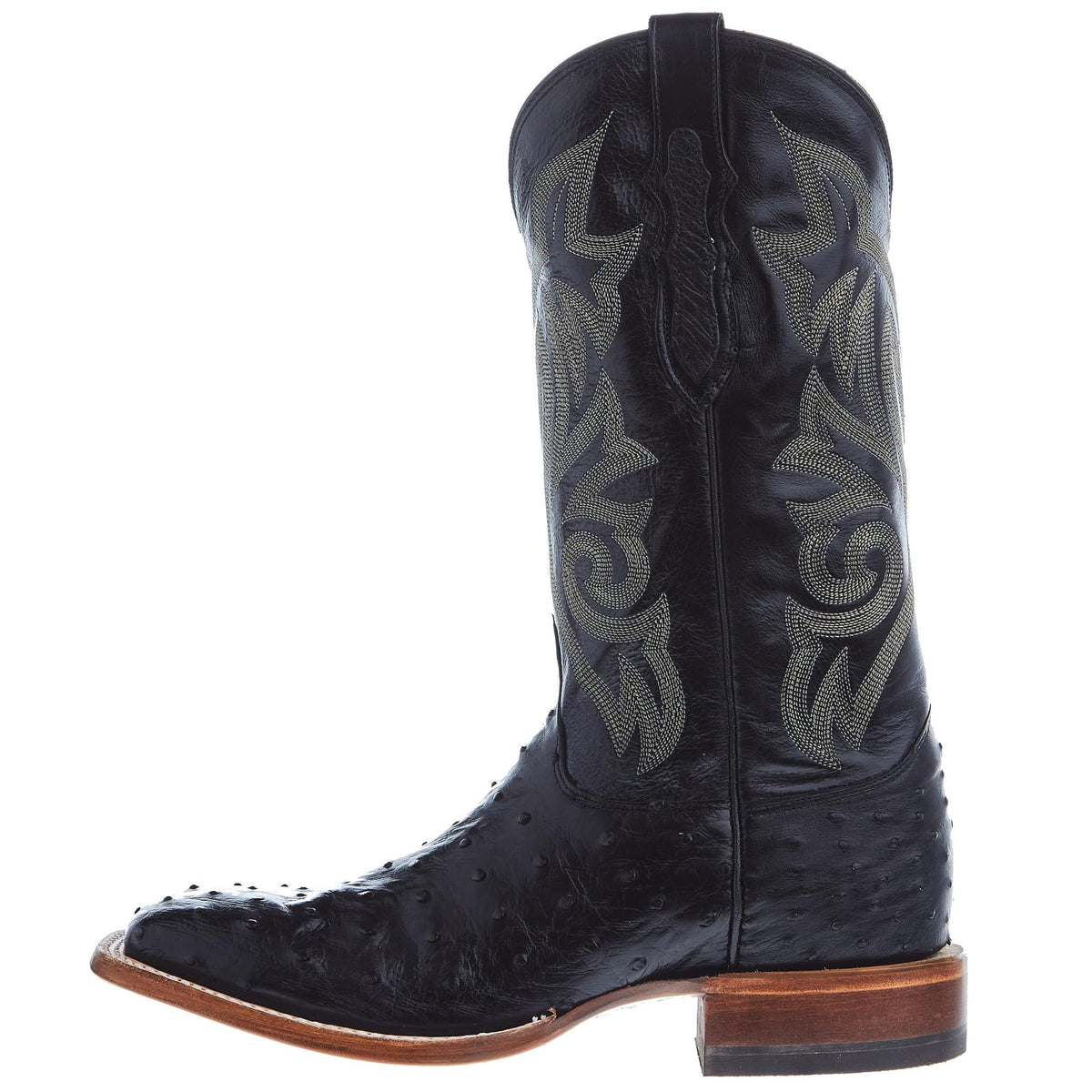 Black Ostrich Square Toe Cowboy Boot E83184