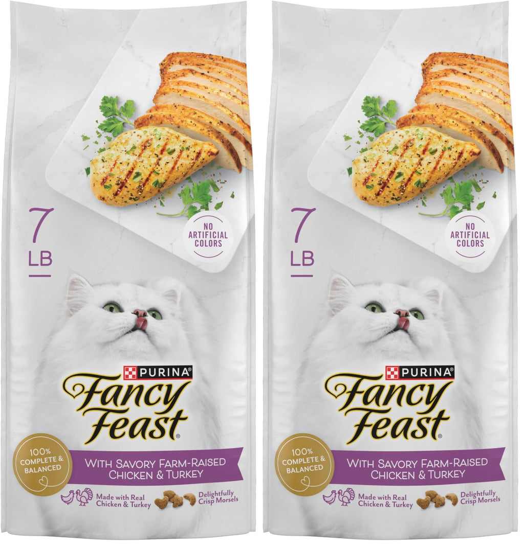 Dry Cat Food with Chicken and Turkey 7 lb Bag Pack of 2 D5159