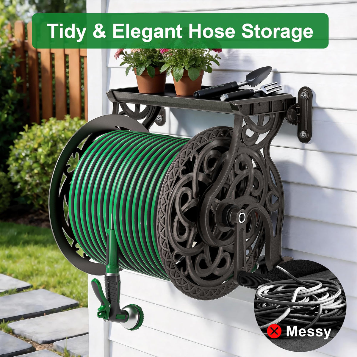 Wall Mount Metal Garden Hose Reel N4955