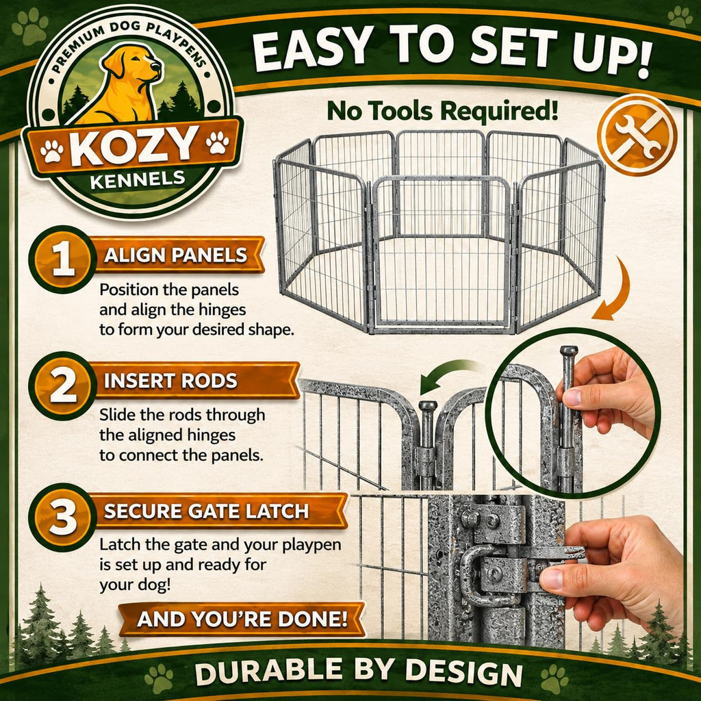 24 inch 8 Panel Portable Grey Metal Pet Playpen V538947