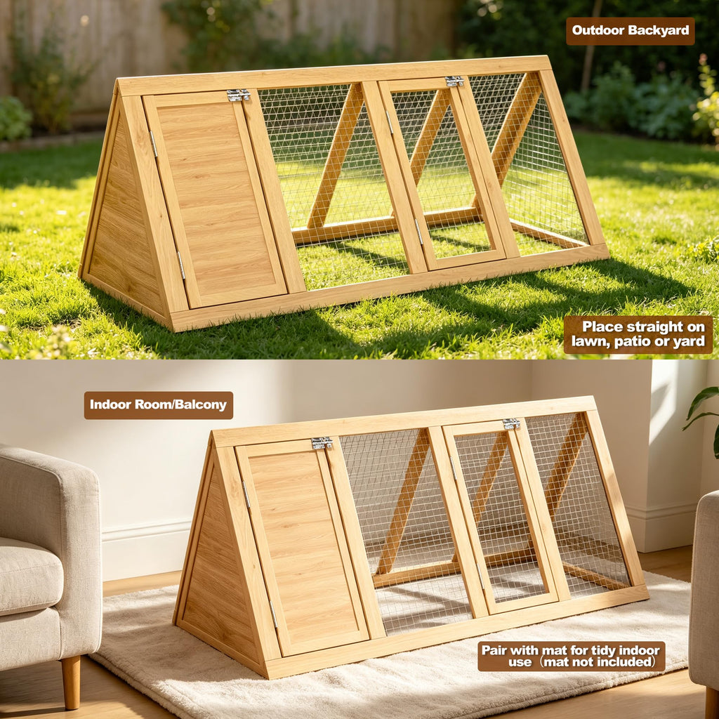 A-Frame Wooden Rabbit Hutch with Run T8697