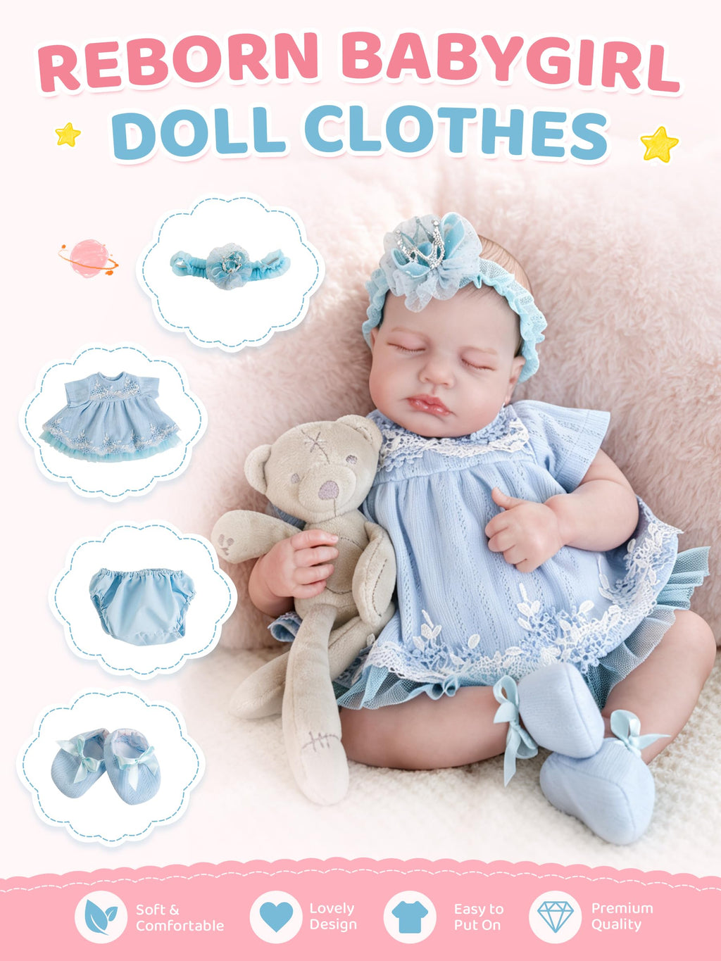 Blue Baby Doll Clothes 17-20 Inches X37973