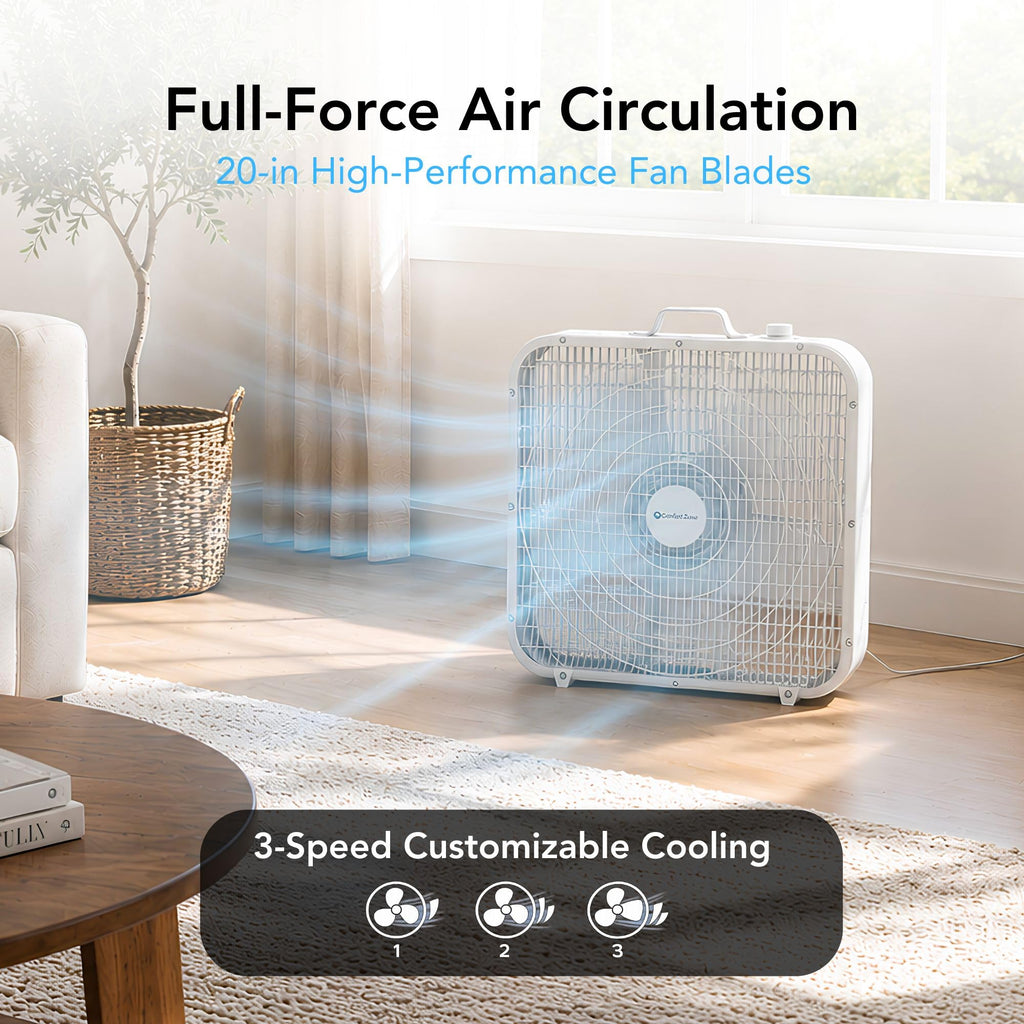 20 inch 3 Speed Box Fan with Carry Handle R5223